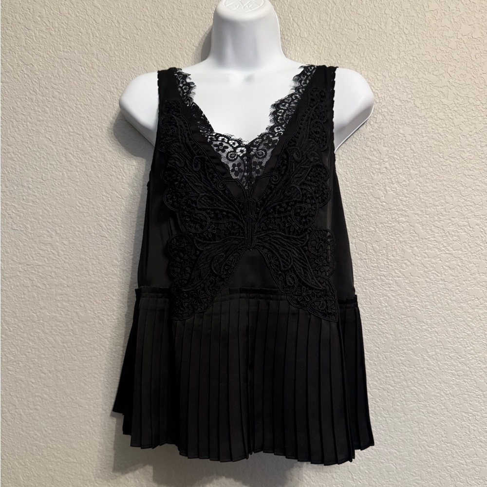 Express Black Lace Butterfly Detail Top